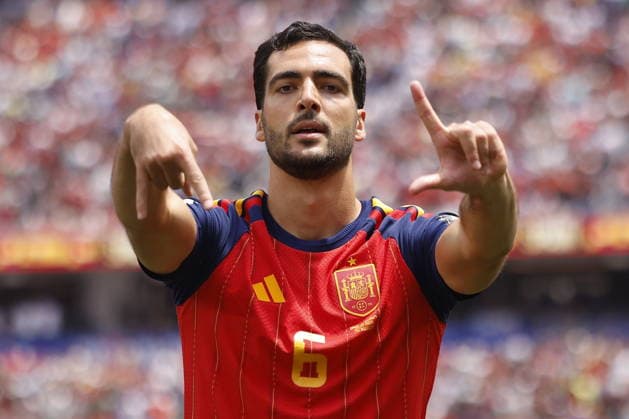 FIFA World Cup, WM, Weltmeisterschaft, Fussball 2026 quarterfinals - Spain vs Belgium Mikel Merino of Spain celebrates after scoring the 2-1 goal during the FIFA World Cup 2026 quarterfinals match Spain against Belgium, in Los Angeles, USA, 10 July 2026. INGLEWOOD United States  Copyright: xCHRISTOPHERxTORRESx