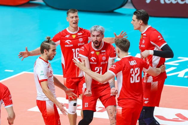 OLSZTYN 10.07.2026 TOWARZYSKI MECZ SIATKARZY: POLSKA - NIEMCY --- MENS VOLLEYBALL FRIENDLY MATCH IN OLSZTYN: POLAND - GERMANY KAMIL SEMENIUK JAKUB POPIWCZAK TOMASZ FORNAL BARTLOMIEJ LEMANSKI MARCEL BAKAJ FOT. ANNA KLEPACZKO FOTOPYK NEWSPIX.PL --- newspix.pl POLAND OUT! 