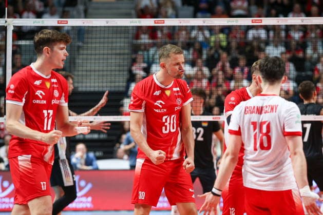 OLSZTYN 10.07.2026 TOWARZYSKI MECZ SIATKARZY: POLSKA - NIEMCY --- MENS VOLLEYBALL FRIENDLY MATCH IN OLSZTYN: POLAND - GERMANY JAKUB MAJCHRZAK BARTLOMIEJ BOLADZ FOT. ANNA KLEPACZKO FOTOPYK NEWSPIX.PL --- newspix.pl POLAND OUT! 