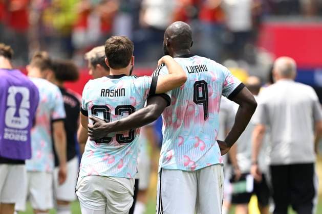 Spain vs Belgium - FIFA World Cup, WM, Weltmeisterschaft, Fussball 2026 LOS ANGELES, UNITED STATES OF AMERICA - JULY 10 : Raskin Nicolas midfielder of Belgium, Lukaku Romelu forward of Belgium pictured during the FIFA World Cup 2026 round of 8 match between Spain and Belgium at the SoFi stadium on July 10, 2026 in Los Angeles, United States of America, 10 07 2026 Los Angeles United States of America  Copyright: xNicoxVereeckenx