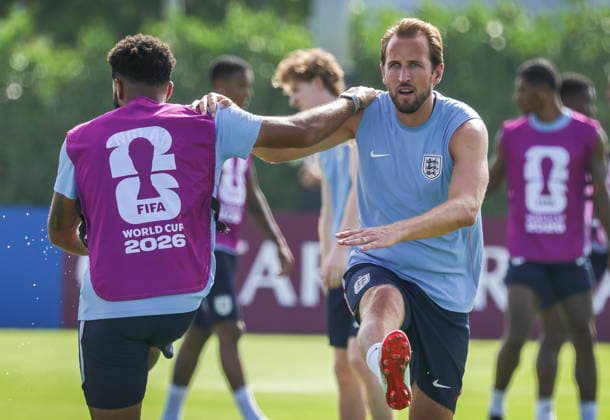 FIFA World Cup, WM, Weltmeisterschaft, Fussball 2026 MD-1 - England training session Harry Kane of England (R) and teammates attend a training session, in Fort Lauderdale, Florida, USA, 10 July 2026. England will face Norway on 11 July in their 2026 FIFA World Cup quarterfinal match. FORT LAUDERDALE FLORIDA United States  Copyright: xCRISTOBALxHERRERA-ULASHKEVICHx