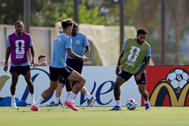 July 10, 2026, Fort Lauderdale, Florida, United States: Reece James of England controls the ball during the training session one day ahead of the FIFA World Cup, WM, Weltmeisterschaft, Fussball 2026 quarterfinals match between Norway and England, at Inter Miami CF Stadium in Fort Lauderdale, Florida, United States on July 10, 2026. Photo: DiaEsportivo FIFA World Cup 2026, England Training Session, Fort Lauderdale, United States  - ZUMAh208 20260710_zsp_h208_011 Copyright: xHeulerxAndreyx