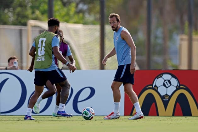 July 10, 2026, Fort Lauderdale, Florida, United States: Reece James and Harry Kane of England during the training session one day ahead of the FIFA World Cup, WM, Weltmeisterschaft, Fussball 2026 quarterfinals match between Norway and England, at Inter Miami CF Stadium in Fort Lauderdale, Florida, United States on July 10, 2026. Photo: DiaEsportivo FIFA World Cup 2026, England Training Session, Fort Lauderdale, United States  - ZUMAh208 20260710_zsp_h208_012 Copyright: xHeulerxAndreyx