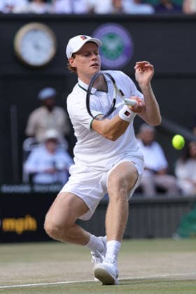 Jannik Sinner, ITA, during semifinal of 2026 All England Lawn Tennis Championships at Wimbledon, mens singles, London, 10 07 2026; - *** Jannik Sinner (ITA) during the semifinal of the 2026 All England Lawn Tennis Championships at Wimbledon, men s singles, London, July 10, 2026 
