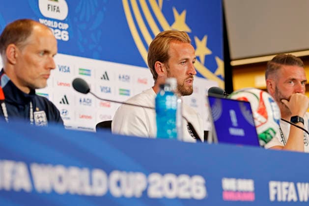July 10, 2026, Miami, Florida, United States: Harry Kane of the England speaks during the press conference, PK, Pressekonferenz of England one day ahead of the FIFA World Cup, WM, Weltmeisterschaft, Fussball 2026 quarterfinals match between Norway and England, at Miami Stadium (Hard Rock Stadium) in Miami, Florida, United States on July 10, 2026. Photo: DiaEsportivo FIFA World Cup 2026, England Press Conference, Miami, United States  - ZUMAh208 20260710_zsp_h208_050 Copyright: xHeulerxAndreyx