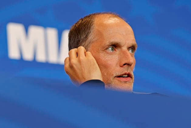 July 10, 2026, Miami, Florida, United States: Thomas Tuchel, head coach of the England speaks during the press conference, PK, Pressekonferenz of England one day ahead of the FIFA World Cup, WM, Weltmeisterschaft, Fussball 2026 quarterfinals match between Norway and England, at Miami Stadium (Hard Rock Stadium) in Miami, Florida, United States on July 10, 2026. Photo: DiaEsportivo FIFA World Cup 2026, England Press Conference, Miami, United States  - ZUMAh208 20260710_zsp_h208_054 Copyright: xHeulerxAndreyx
