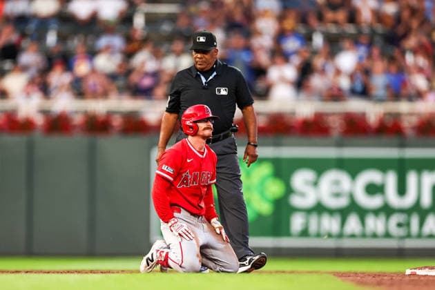 July 10th, 2026: Los Angeles Angels center fielder Josh Lowe (3) looks on after getting out in the sixth inning during a MLB, Baseball Herren, USA Baseball game between the Los Angeles Angels and the Minnesota Twins at Target Field in Minneapolis, Minnesota. CSM Minneapolis USA - ZUMAc04_ 20260710_zma_c04_069 Copyright: xStevenxGarciax