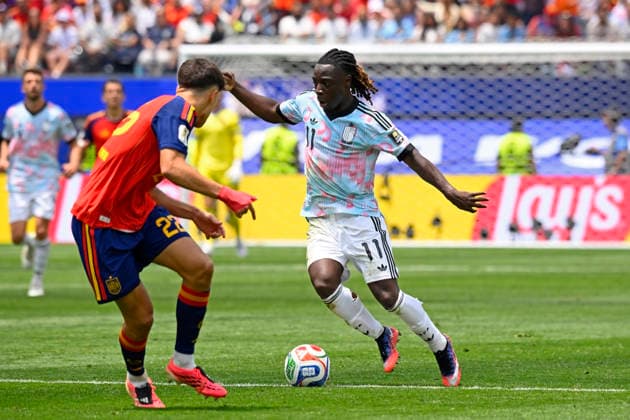 RECORD DATE NOT STATED 10th July 2026; Los Angeles Stadium, Los Angeles, California, United States of America; FIFA World Cup, WM, Weltmeisterschaft, Fussball Football, Spain versus Belgium; Jeremy Doku of Belgium runs with the ball JulianxMedina DiaEsportivo