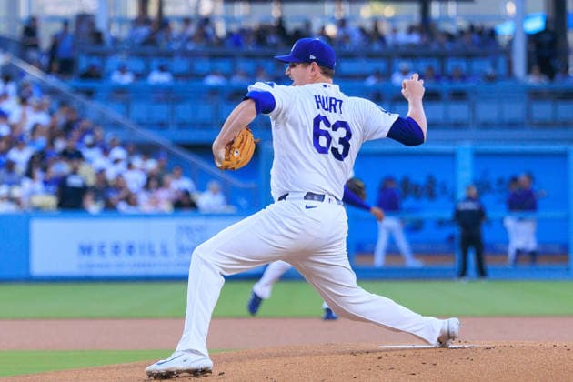 July 10, 2026, Los Angeles, California, USA: Starting pitcher, Kyle Hurt 63 of the Los Angeles Dodgers during a regular season MLB, Baseball Herren, USA game against the Arizona Diamondbacks on Friday July 10, 2026 at Dodger Stadium in Los Angeles, California. Dodgers lose to Diamondbacks, 3-9. JAVIER ROJAS PI Los Angeles USA - ZUMAp124 20260710_zaa_p124_015 Copyright: xJavierxRojasx