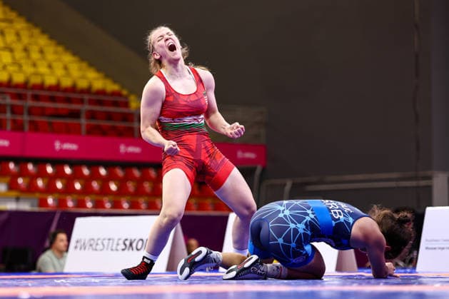 Ringen, U20 EM in Skopje U20 European Championships 57kg WW - Liliana Kapuvari (HUN) df. Ivana Gajic (SRB) *** U20 European Championships, 57 kg Open Weight: Liliana Kapuvari (HUN) def. Ivana Gajic (SRB) Copyright: xJakexKirkmanx xUnitedxWorldxWresx Jake Kirkman United World Wres