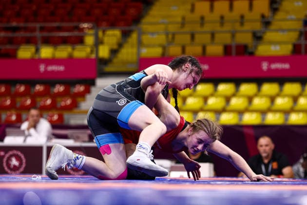 Ringen, U20 EM in Skopje U20 European Championships 62kg WW - Leonie Steigert (GER) df. Albina Kliefas (UKR) *** U20 European Championships, 62 kg Open Weight: Leonie Steigert (GER) def. Albina Kliefas (UKR) Copyright: xJakexKirkmanx xUnitedxWorldxWresx Jake Kirkman United World Wres