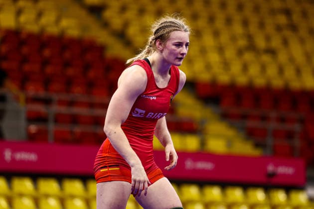 Ringen, U20 EM in Skopje U20 European Championships 62kg WW - Leonie Steigert (GER) *** U20 European Championships, 62 kg Open Weight: Leonie Steigert (GER) Copyright: xJakexKirkmanx xUnitedxWorldxWresx Jake Kirkman United World Wres
