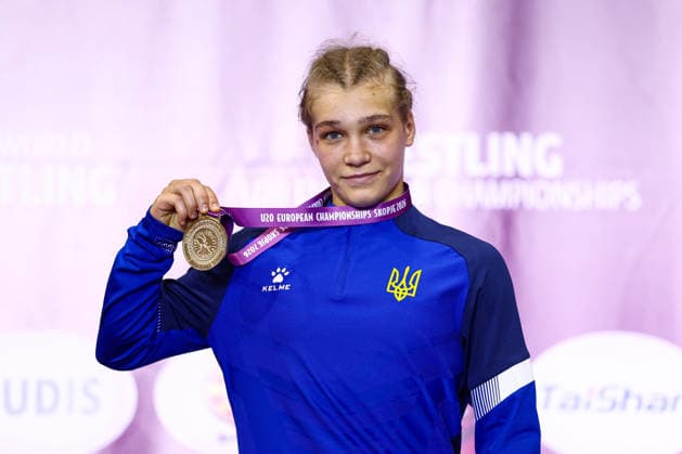 Ringen, U20 EM in Skopje U20 European Championships Podium 53kg WW - Gold: Anastasiia Polska (UKR) *** U20 European Championships Podium, 53 kg Open Weight, Gold: Anastasiia Polska (UKR) Copyright: xJakexKirkmanx xUnitedxWorldxWrestlingx Jake Kirkman United World Wrestling