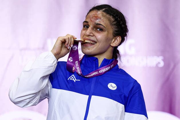 Ringen, U20 EM in Skopje U20 European Championships Podium 62kg WW - Gold: Ruzanna Mammadova (AZE) *** U20 European Championships Podium, 62 kg Open Weight, Gold: Ruzanna Mammadova (AZE) Copyright: xJakexKirkmanx xUnitedxWorldxWresx Jake Kirkman United World Wres