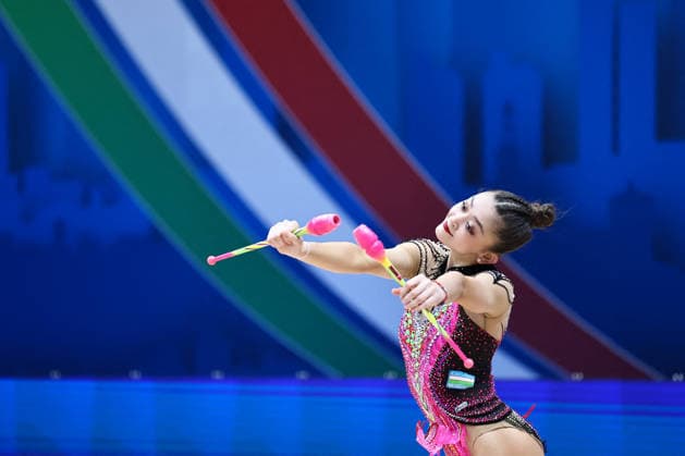 OTHER - Gymnastics - Rhythmic gymnastics, Rhythmische Sportgymnastik, RSG - 2026 FIG World Cup Photo by IPA ABACAPRESS.COM86591954 - Lola DJURAEVA (UZB) during the Rhythmic Gymnastics World Cup Final at the Unipol Forum, Milan, Italy, on July 11, 2026, during the Rhythmic Gymnastics - FIG World Cup 2026, Gymnastics in Assago (MI), Italy, July 11, 2026 Assago (MI) Italy  Copyright: xIPAxSport ABACAx