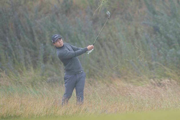 NORTH BERWICK, SCOTLAND - JULY 11: Yuto Katsuragawa plays from the rough on the first hole during Round 3 of the Genesis Scottish Open at the Renaissance Club, North Berwick on July 11, 2026 in North Berwick, Scotland Genesis Scottish Open Round 3