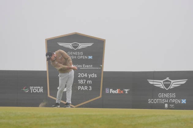 NORTH BERWICK, SCOTLAND - JULY 11: Viktor Hovland plays from the third tee during Round 3 of the Genesis Scottish Open at the Renaissance Club, North Berwick on July 11, 2026 in North Berwick, Scotland Genesis Scottish Open Round 3