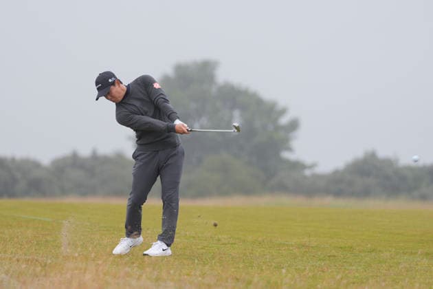 NORTH BERWICK, SCOTLAND - JULY 11: Yuto Katsuragawa plays from the rough on the first hole during Round 3 of the Genesis Scottish Open at the Renaissance Club, North Berwick on July 11, 2026 in North Berwick, Scotland Genesis Scottish Open Round 3