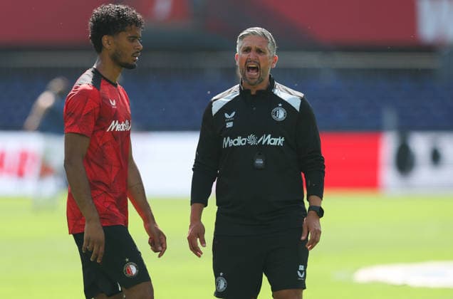 2026-07-11 Feyenoord v Club Brugge - Pre Season Friendly ROTTERDAM, NETHERLANDS - JULY 11: Warming up of Assistent coach Said Bakkati of Feyenoord, Goncalo Borges of Feyenoord during the Pre Season Friendly match between Feyenoord and Club Brugge at Stadion Feijenoord on July 11, 2026 in Rotterdam, Netherlands. Rotterdam Stadion Feijenoord Netherlands Content not available for redistribution in The Netherlands directly or indirectly through any third parties. Copyright: xHansxvanxderxValkx