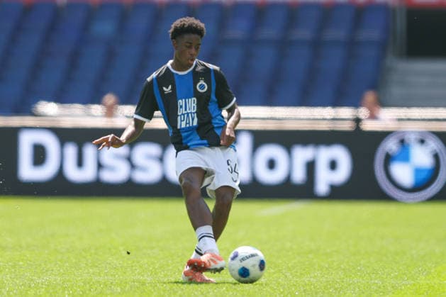2026-07-11 Feyenoord v Club Brugge - Pre Season Friendly ROTTERDAM, NETHERLANDS - JULY 11: Samba Coulibaly of Club Brugge shoots the ball during the Pre Season Friendly match between Feyenoord and Club Brugge at Stadion Feijenoord on July 11, 2026 in Rotterdam, Netherlands. Rotterdam Stadion Feijenoord Netherlands Content not available for redistribution in The Netherlands directly or indirectly through any third parties. Copyright: xHansxvanxderxValkx