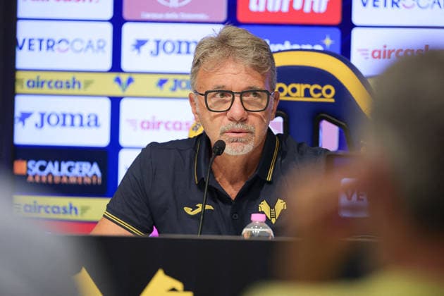 SOCCER - Other - Introduction of Marco Baroni, the new coach of Hellas Verona FC Photo by IPA ABACAPRESS.COM86593683 - Marco Baroni, the new head coach of Hellas Verona, during a press conference, PK, Pressekonferenz to introduce the new head coach of Hellas Verona at the Hellas Verona headquarters on July 11, 2026, in Verona, VR. Verona Italy  Copyright: xIPAxSport ABACAx