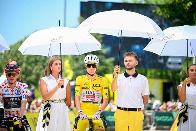 Tour de France 2026 Stage 8 BERGERAC, FRANCE - JULY 11 : Pogacar Tadej (SLO) of UAE Team Emirates XRG at the start line during stage 8 of the 113rd edition of Tour de France an UCI World Tour 2.UWT cycling road race stage for Men Elite of 182 km with start in Perigueux and finish in Bergerac on July 11, 2026 in Bergerac, France, 11 07 2026 Bergerac France  Copyright: xTomasxSiskx
