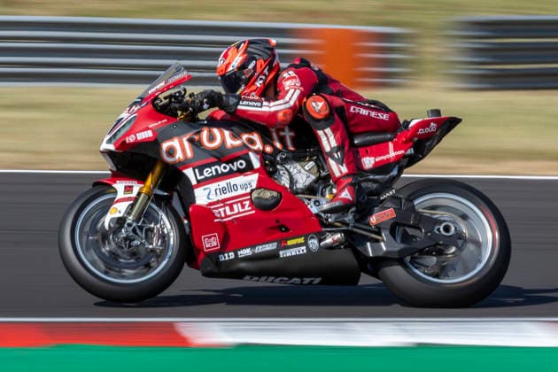 RECORD DATE NOT STATED 11th July 2026: Donington Park, Leicestershire, England; Motul FIM World Superbike Championship Donington 2025, Day 2; Nicolo Bulega on his Aruba it Racing - Ducati Ducati Panigale V4 R during Free Practice 3 TimxWilliams