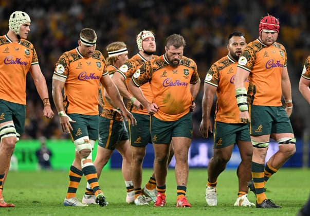 RUGBY AUSTRALIA FRANCE, Wallabies players are seen during the 2026 Nations Championship Rugby Test between Australia and France at Suncorp Stadium in Brisbane, Saturday, July 11, 2026. ( NO ARCHIVING, EDITORIAL USE ONLY BRISBANE QUEENSLAND Australia  Copyright: xDARRENxENGLANDx 20260711182852196054