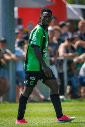 Cerlce s new player Jean Thierry Lazare Amani pictured in action during a friendly soccer game between first division soccer team Cercle Brugge and Lommel SK, on Saturday 11 July 2026 in Brugge, in preparation of the upcoming 2026-2027 Belgian first division soccer season. KURTxDESPLENTER  x180930326x