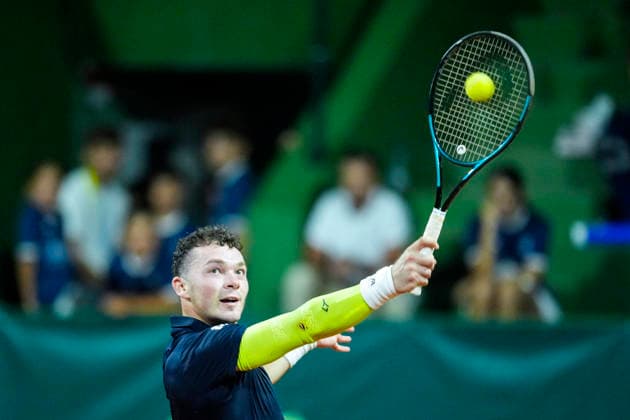July 11, 2026, Huelva, Huelva, SPAIN: Inaki Montes in action against Pablo Carreno during their menÃ¢â‚¬â ¢s singles tennis match 101 Edition of Copa del Rey second SemiFinals at Real Club Recreativo de Tennis on July 10, 2026, in Huelva, Spain. Pablo Carreno V Inaki Montes - 101 Edition Copa Del Rey - Second SemiFinals  - ZUMAa181 20260711_zaa_a181_002 Copyright: xJoaquinxCorcherox