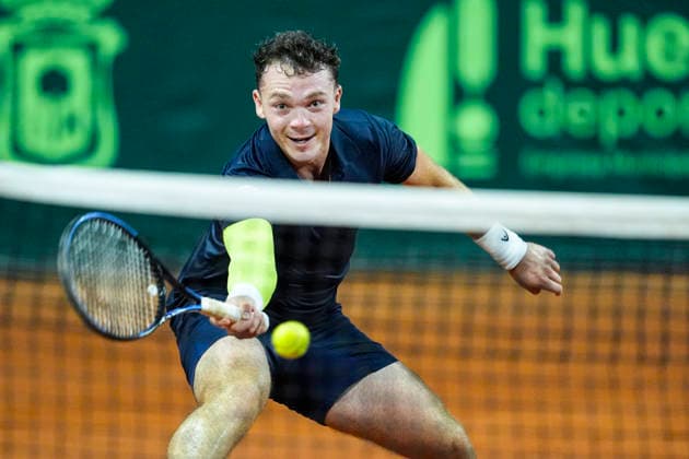 July 11, 2026, Huelva, Huelva, SPAIN: Inaki Montes in action against Pablo Carreno during their menÃ¢â‚¬â ¢s singles tennis match 101 Edition of Copa del Rey second SemiFinals at Real Club Recreativo de Tennis on July 10, 2026, in Huelva, Spain. Pablo Carreno V Inaki Montes - 101 Edition Copa Del Rey - Second SemiFinals  - ZUMAa181 20260711_zaa_a181_014 Copyright: xJoaquinxCorcherox