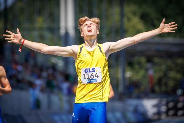 85. Deutsche Meisterschaften U20; Bochum, 11.07.2026 Tjark Schult (LG Flensburg) gewinnt die 400m; 85. Deutsche Meisterschaften U20 am 11.07.2026 im Lohrheidestadion, Bochum (Nordrhein-Westfalen) *** 85th German U20 Championships, Bochum, July 11, 2026: Tjark Schult of LG Flensburg wins the 400m at the 85th German U20 Championships on July 11, 2026, at Lohrheidestadion in Bochum, North Rhine-Westphalia Copyright: xBEAUTIFULxSPORTS B.Hoffmannx