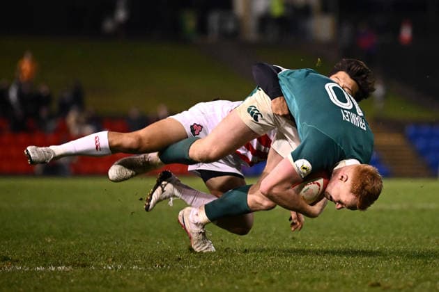 RUGBY JAPAN IRELAND, Ciaran Frawley of Ireland is tackled by Itsuki Kamimura of Japan during the 2026 Nations Championship Rugby Test between Japan and Ireland at McDonald Jones Stadium in Newcastle, Saturday, July 11, 2026. ( NO ARCHIVING, EDITORIAL USE ONLY NEWCASTLE New South Wales Australia  Copyright: xDANxHIMBRECHTSx 20260711197272498410