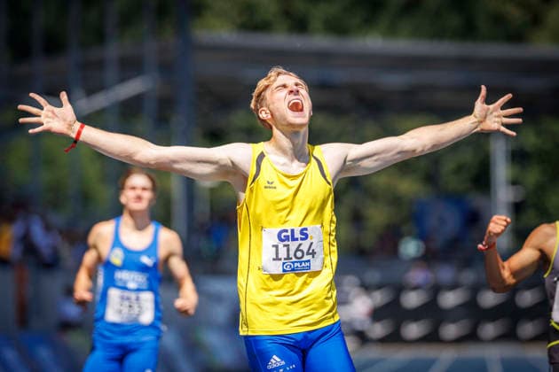 85. Deutsche Meisterschaften U20; Bochum, 11.07.2026 Tjark Schult (LG Flensburg) gewinnt die 400m; 85. Deutsche Meisterschaften U20 am 11.07.2026 im Lohrheidestadion, Bochum (Nordrhein-Westfalen) *** 85 German U20 Championships, Bochum, July 11, 2026: Tjark Schult of LG Flensburg wins the 400m at the 85 German U20 Championships on July 11, 2026, at Lohrheidestadion in Bochum, North Rhine-Westphalia Copyright: xBEAUTIFULxSPORTS B.Hoffmannx