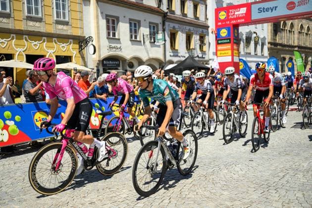 CYCLING - Tour of Austria 2026 STEYR,AUSTRIA,11.JUL.26 - CYCLING - Tour of Austria, stage 4, Steyr - Steyr. Image shows the peleton.  GEPAxpictures xChristianxMoser