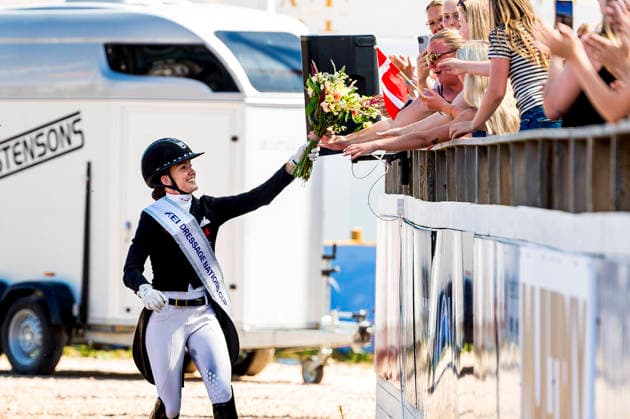 260711 Cathrine Laudrup-Dufour of Denmark celebrates after FEI Dressage Nations Cup Grand Prix during the Falsterbo Horse Show on July 11, 2026 in Falsterbo. Photo: Christian Örnberg BILDBYRAN COP 166 CO0710 ridsport equestrian falsterbo horse show ridsportlaget bbeng FEI Dressage Nations Cup Grand Prix jubel publik *** July 11, 2026: Cathrine Laudrup Dufour of Denmark celebrates after the FEI Dressage Nations Cup Grand Prix during the Falsterbo Horse Show on July 11, 2026 in Falsterbo. Photo by Christian Örnberg, BILDBYRAN COP 166 CO0710 equestrian sports Falsterbo Horse Show Ridsportlaget BBENG FEI Dressage Nations Cup Grand Prix cheering crowd  Copyright: CHRISTIANxÖRNBERG BB260711CO114