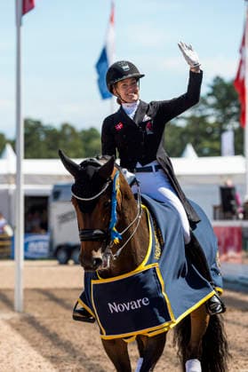 260711 Cathrine Laudrup-Dufour of Denmark with horse Mount St John Freestyle celebrates after FEI Dressage Nations Cup Grand Prix during the Falsterbo Horse Show on July 11, 2026 in Falsterbo. Photo: Christian Örnberg BILDBYRAN COP 166 CO0710 ridsport equestrian falsterbo horse show ridsportlaget bbeng FEI Dressage Nations Cup Grand Prix jubel *** July 11, 2026: Cathrine Laudrup Dufour of Denmark, riding Mount St. John, celebrates after the FEI Dressage Nations Cup Grand Prix during the Falsterbo Horse Show on July 11, 2026 in Falsterbo. Photo by Christian Örnberg, BILDBYRAN COP 166 CO0710 equestrian sports Falsterbo Horse Show Ridsportlaget BBENG FEI Dressage Nations Cup Grand Prix celebration  Copyright: CHRISTIANxÖRNBERG BB260711CO117