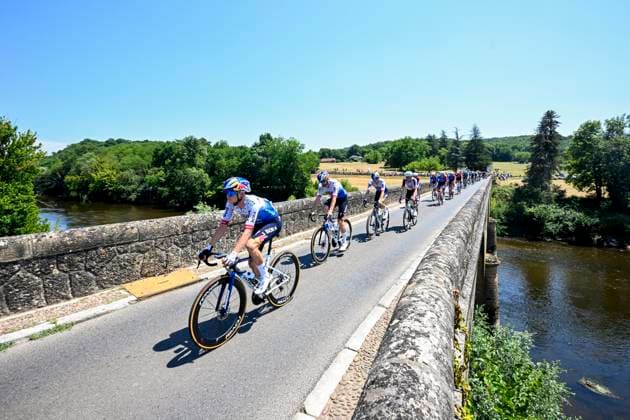 Tour de France 2026 Stage 8 BERGERAC, FRANCE - JULY 11 : Denz Nico (GER) of Red Bull BORA Hansgrohe, Van Gils Maxim (BEL) of Red Bull - BORA - Hansgrohe in action during stage 8 of the 113rd edition of Tour de France an UCI World Tour 2.UWT cycling road race stage for Men Elite of 182 km with start in Perigueux and finish in Bergerac on July 11, 2026 in Bergerac, France, 11 07 2026 ( Motordriver Kurt Vandenborre - Bergerac France  Copyright: xTomasxSiskx