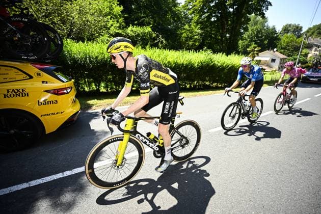 American Matteo Jorgenson of Team Visma-Lease a Bike pictured in action during the stage 8 of the 2026 Tour de France cycling race, a stage of 182km from Perigueux to Bergerac, on Saturday 11 July 2026. The 113th edition of the Tour de France starts on Saturday 4 July in Barcelona, Spain, and will finish in Paris, France on the 26th of July. TOMASxSISKxPOOL  x180934517x