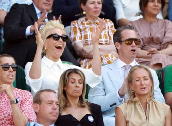 Hannah Waddingham and Nick Beresford-Cleary in the Royal Box on Centre Court Wimbledon Tennis Championships, Day 13, The All England Lawn Tennis and Croquet Club, London, UK - 11 Jul 2026London The All England Lawn Tennis and United Kingdom  Copyright: xKieranxMcManus Shutterstockx 16981032ar