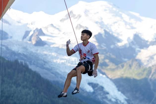 CHAMONIX ESCALADE QUALIFICATIONS DIFFICULTE PHOTOPQR LE DAUPHINE Tom PHAM VAN SUU ; Chamonix-Mont-Blanc ; 11 07 2026 ; A Chamonix (Haute-Savoie), le 11 juillet 2026. Coupe du monde d escalade. Difficulté. Qualifications. Sur notre photo : Tri Ramadani Putra. Photo : Tom Pham Van Suu Le Dauphiné Libéré Chamonix Mont Blanc, France, july 11th 2026 Climbing World Cup. Lead. Qualification. Chamonix-Mont-Blanc Haute-Savoie Rhône-Alpes France  Copyright: xPHOTOPQR LExDAUPHINE MAXPPPxTomxPHAMxVANxSUUx 20260711JDL8816 20260711JDL8816