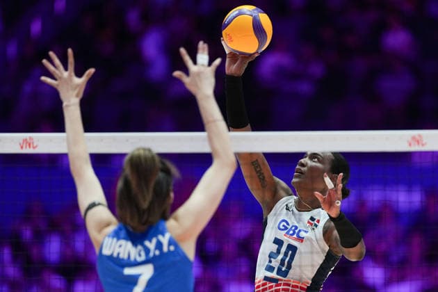 RECORD DATE NOT STATED Volleyball Nations League Hong Kong 2026 - Day 4 Wang Yuanyuan (No.7) from team China and Brayelin Martinez (No.20) from team Dominican Republic during the match between Dominican Republic and China at Volleyball Nations League Hong Kong 2026 on July 11, 2026 in Hong Kong. (Photo by Ellan Mad Nexpher Images) Hong Kong