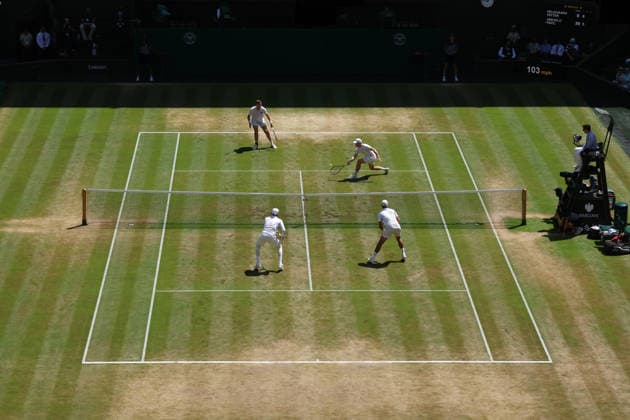 RECORD DATE NOT STATED 11th July 2026; All England Lawn Tennis and Croquet Club, London, England; Wimbledon Tennis Tournament, Day Thirteen; View of Centre Court of the Gentlemen& x2019;s Doubles Final between Harri Heliovaara (FIN) and Henry Patten (GBR) vs Marcelo Arevalo (ARG) and Mate Pavic (CRO) JohnxPatrickxFletcher