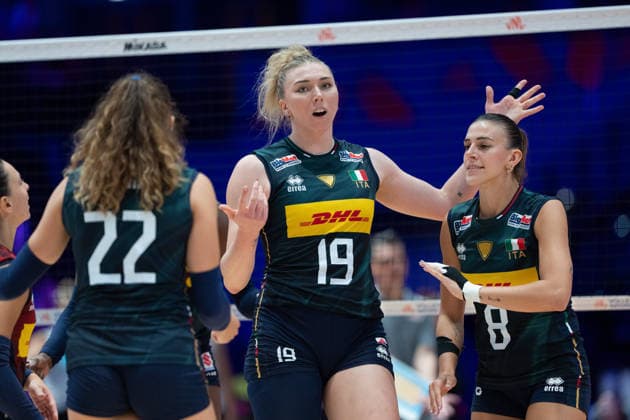 RECORD DATE NOT STATED Volleyball Nations League Hong Kong 2026 - Day 4 Sarah Luisa Fahr (No.19), Alessia Orro (No.8) from team Italy during the match between Italy and Canada at Volleyball Nations League Hong Kong 2026 on July 11, 2026 in Hong Kong. (Photo by Ellan Mad Nexpher Images) Hong Kong