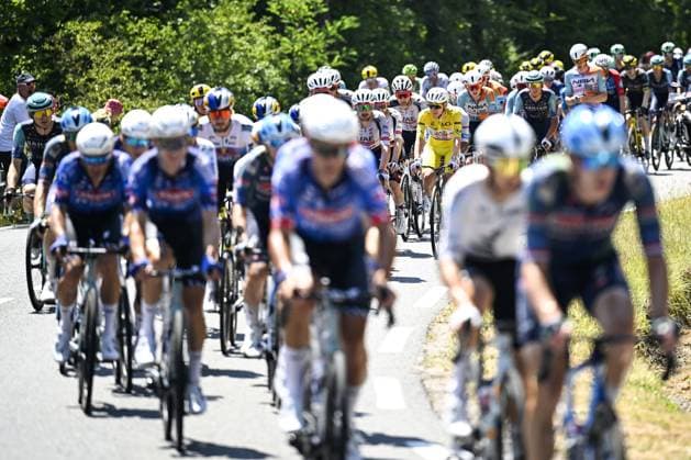 Slovenian Tadej Pogacar of UAE Team Emirates XRG pictured in action during the stage 8 of the 2026 Tour de France cycling race, a stage of 182km from Perigueux to Bergerac, on Saturday 11 July 2026. The 113th edition of the Tour de France starts on Saturday 4 July in Barcelona, Spain, and will finish in Paris, France on the 26th of July. TOMASxSISKxPOOL  x180937135x