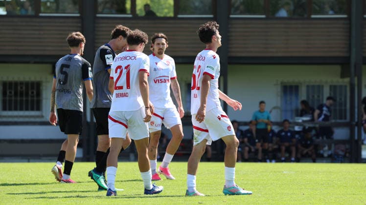 11.07.2026, xrekx, Fussball Testspiel, SV Waldhof Mannheim - FC Thun v.l. Adam Ilic (FC Thun) erzielt das Tor, Treffer, scores the goal zum 1:1 (DFL DFB REGULATIONS PROHIBIT ANY USE OF PHOTOGRAPHS as IMAGE SEQUENCES and or QUASI-VIDEO) Rust *** July 11, 2026, xrekx, Soccer friendly match, SV Waldhof Mannheim vs. FC Thun; Adam Ilic of FC Thun scores the goal, tying the score at 1–1. DFL and DFB regulations prohibit any use of photographs as image sequences and or quasi-video. Rust