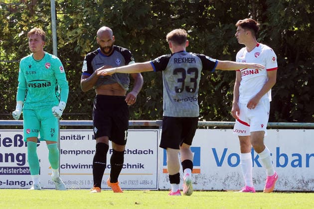 11.07.2026, xrekx, Fussball Testspiel, SV Waldhof Mannheim - FC Thun v.l. Torjubel nach dem Tor zum celebrating the goal celebrate 1:2 durch Terrence Boyd (SV Waldhof Mannheim) (DFL DFB REGULATIONS PROHIBIT ANY USE OF PHOTOGRAPHS as IMAGE SEQUENCES and or QUASI-VIDEO) Rust *** July 11, 2026, xrekx, Soccer friendly match, SV Waldhof Mannheim vs. FC Thun. Goal celebration after Terrence Boyd scored the 1-2 goal for SV Waldhof Mannheim. DFL and DFB regulations prohibit any use of photographs as image sequences and or quasi-video. Rust