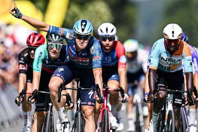 Belgian Tim Merlier of Soudal Quick-Step wins the stage 8 of the 2026 Tour de France cycling race, a stage of 182km from Perigueux to Bergerac, on Saturday 11 July 2026. The 113th edition of the Tour de France starts on Saturday 4 July in Barcelona, Spain, and will finish in Paris, France on the 26th of July. JASPERxJACOBS  x180942594x