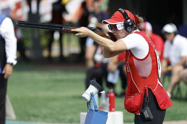 IPA86600530 - Kaya Rumeysa Pelin of Turkey competes on day five of the ISSF World Cup Shotgun event at the Concaverde Shooting Range on July 11, 2026, in Lonato del Garda, Italy.  Copyright: xRichardxMorgano IPAxSportx xx 86600530
