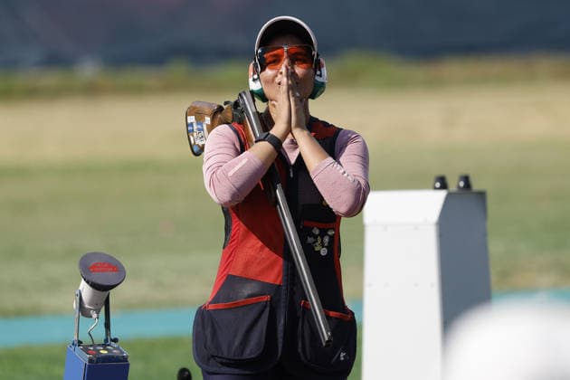 IPA86600736 - Neeru Neeru of India celebrates winning a gold medal on day five of the ISSF World Cup Shotgun competition at the Concaverde Shooting Range on July 11, 2026, in Lonato del Garda, Italy.  Copyright: xRichardxMorgano IPAxSportx xx 86600736